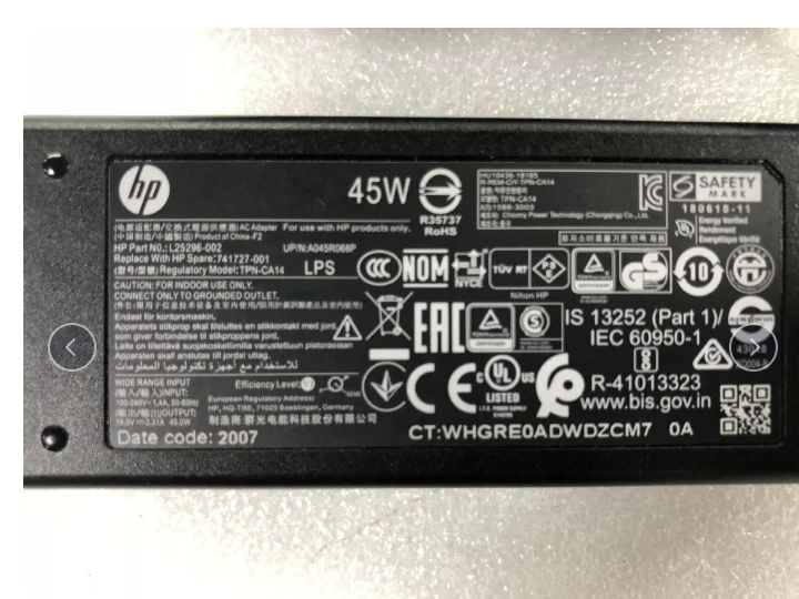 مصدر طاقة HP أصلي جديد تمامًا 19.5V -2.31A 4.5X3.0P/N: 741727-001 L25296-002 #2