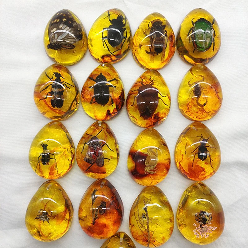 1PC DIY Hand Crafts Gift Insects Amber Gemstone Scorpion Natural And Mineral Stones Home Decoration Random