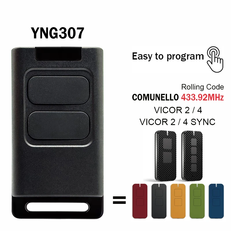 10 ชิ้น สำหรับรีโมทคอนโทรลประตูโรงรถ COMUNELLO VICTOR2 VICTOR4 RC VICTOR 2 4 SYNC 433.92MHz Rolling Code Comunello