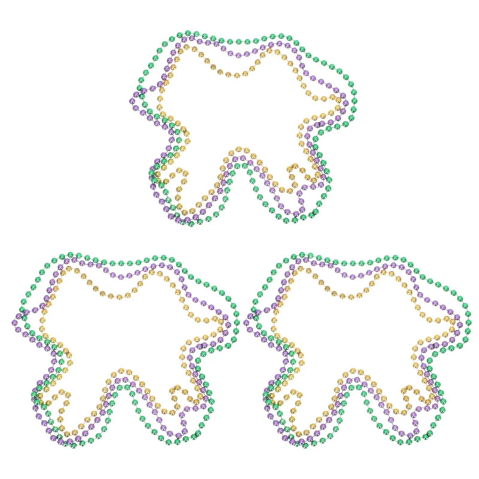 

12 Pcs Mardi Gras Tricolor Beads Necklace Festival Chain Make up Beading Pendant Party Plastic Colorful Day Design