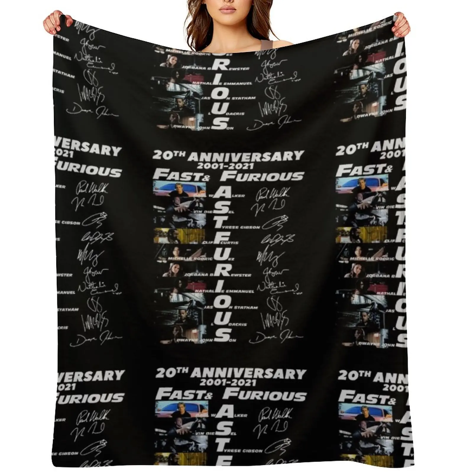 

20th Anniversary 2001 2021 Fast Furious Signatures Throw Blanket Plush Flannels Large Blankets