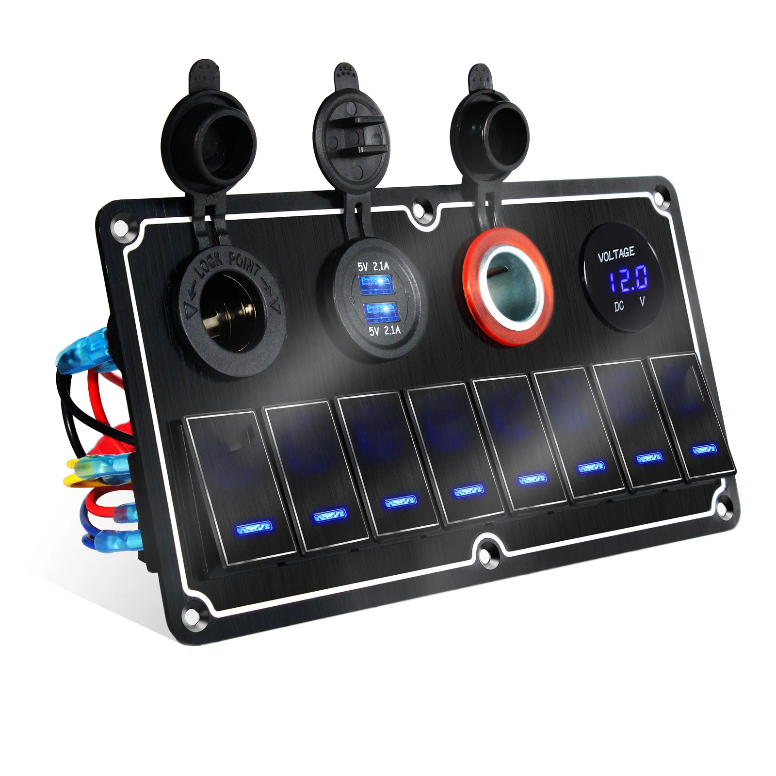 لوحة مفاتيح الروك المعدنية ، عصابة 4-8 ، LED ، USB ، سيارة ، بحرية ، شاحنة ، العربة ، قارب ، تشغيل ، إيقاف ، تبديل ، متين ، مقاوم للماء ، شاشة رقمية