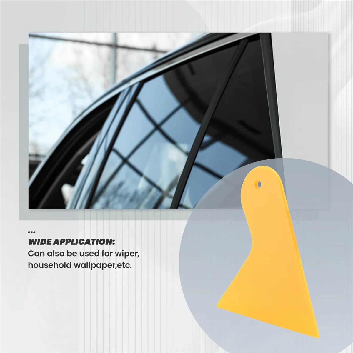 Plastic Yellow Auto Car Window Sticker Film Scraper Squeegee Cleaning Tool 10.5x9.5cm