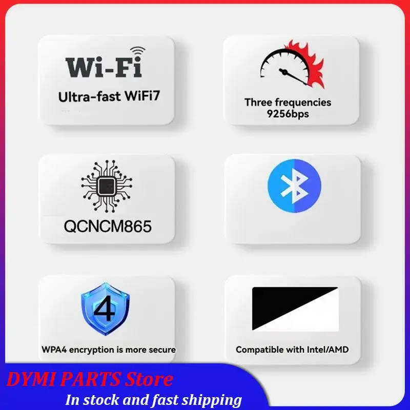 Global Sale-QCNCM865 Wifi 7 PCI-E بطاقة محول سطح المكتب محول الشبكة اللاسلكية 9256Mbps ثلاثي الموجات 2.4G/5G/6Ghz BT5.4 لـ Win10/1