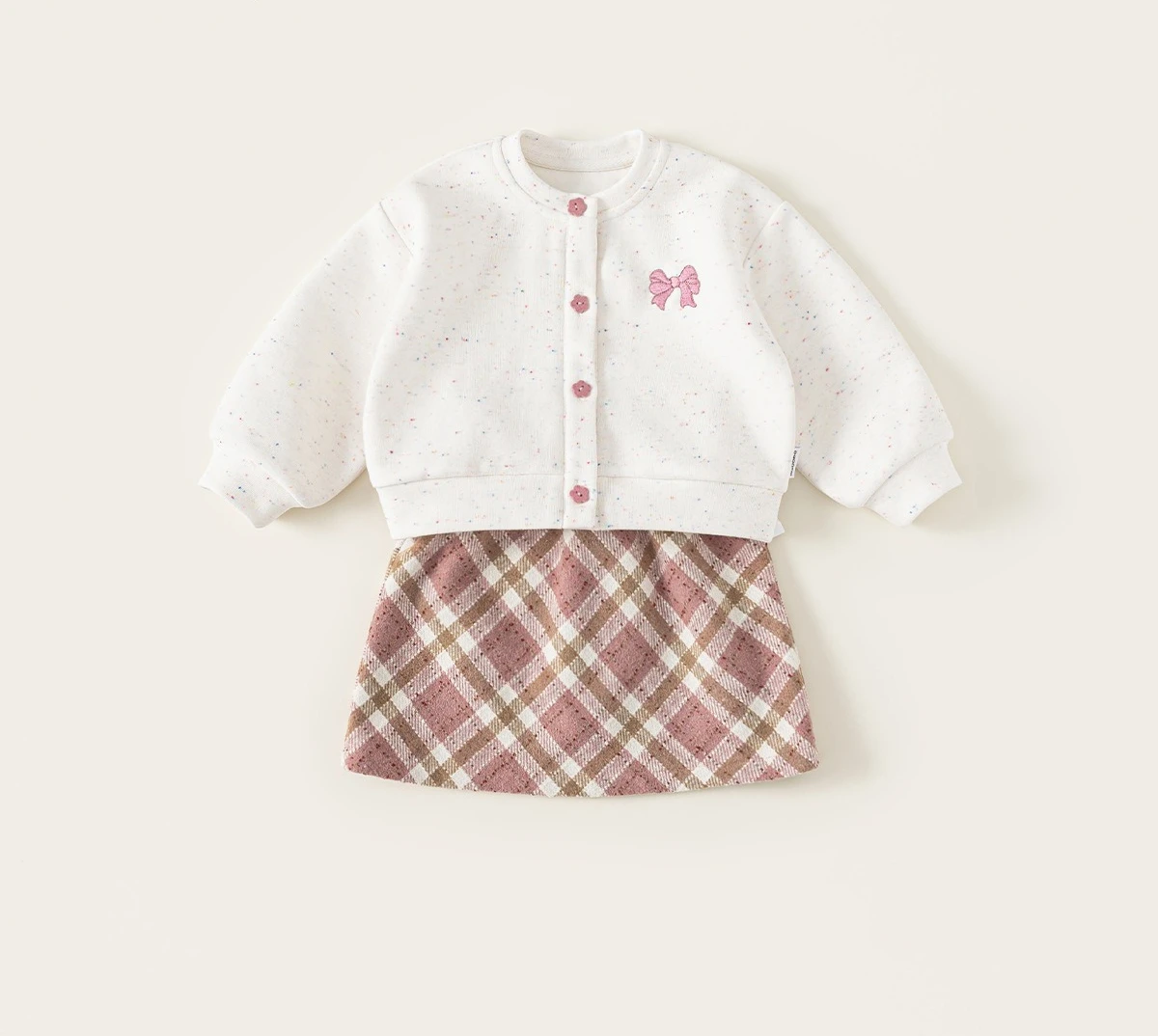 

Children's Clothing Girls' Suit Autumn New Embroidered Cardigan Children's Long-sleeved Jacket Plaid Skirt Two-piece Set