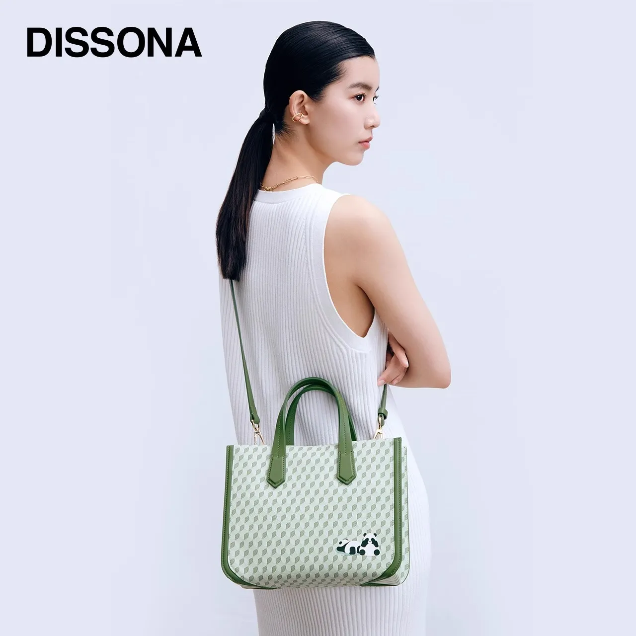 DISSONA Handbags Lucky Pouch Tote Bag Single-Shoulder Crossbody Bag Panda Vintage Print Tote Bag Women's Handbags