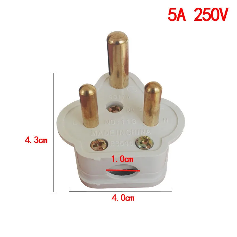 Small South Africa Power Plug Converter Plug 5A Wiring Plug India 3 prong UK Standard Pure Copper Electrical Plugs B3