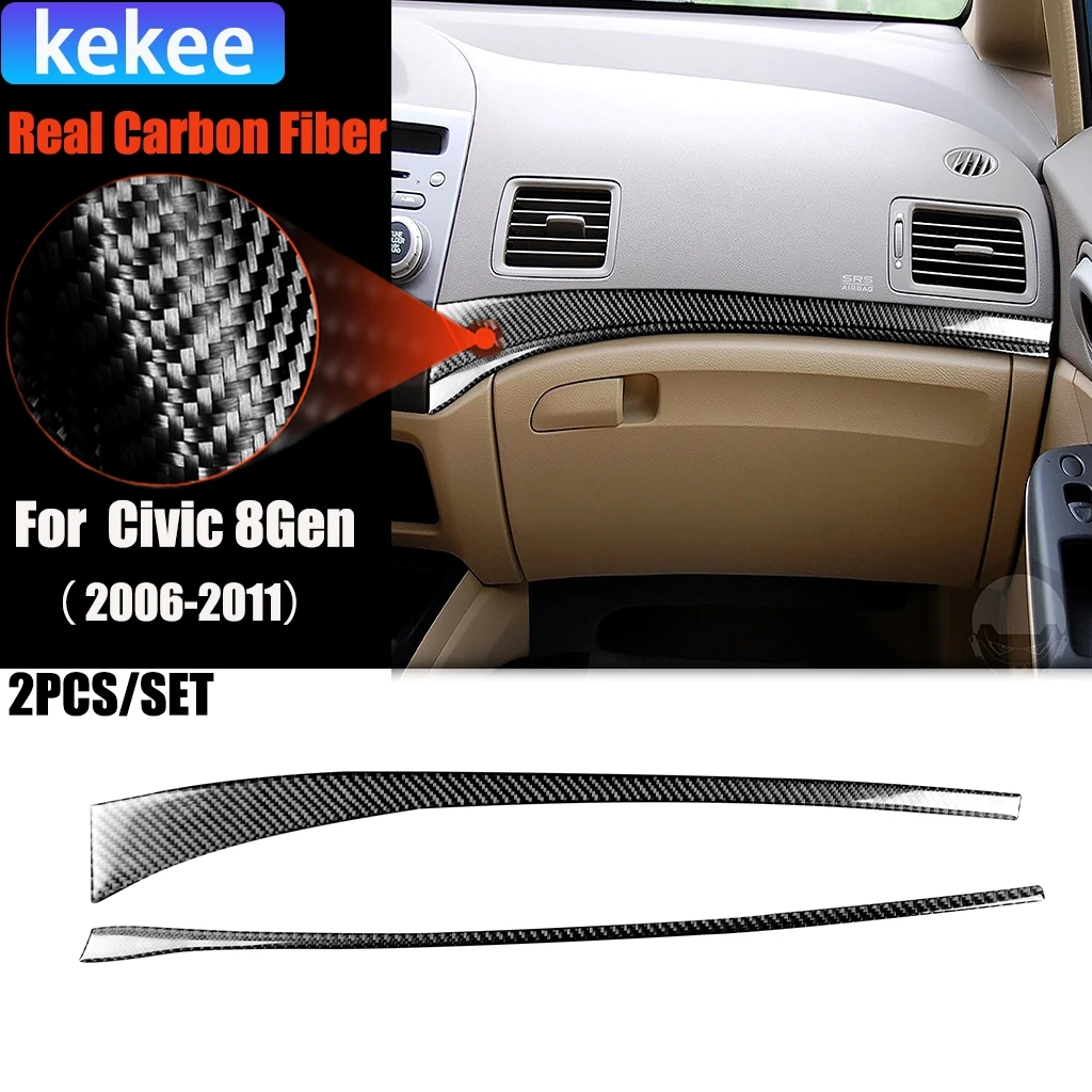 

Carbon Fiber Car Accessories Co-pilot Dashboard Modify Interior Trim Cover Sticker For Honda Civic 8th Gen 2006 2007 2008-2011