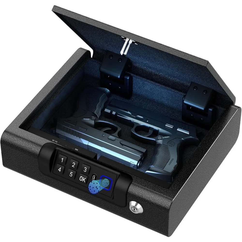 Gun Safe,Biometric Gun Safe for Pistols 3-Ways unlock Safe Fingerprint Digital PIN Key Unlock with Voice