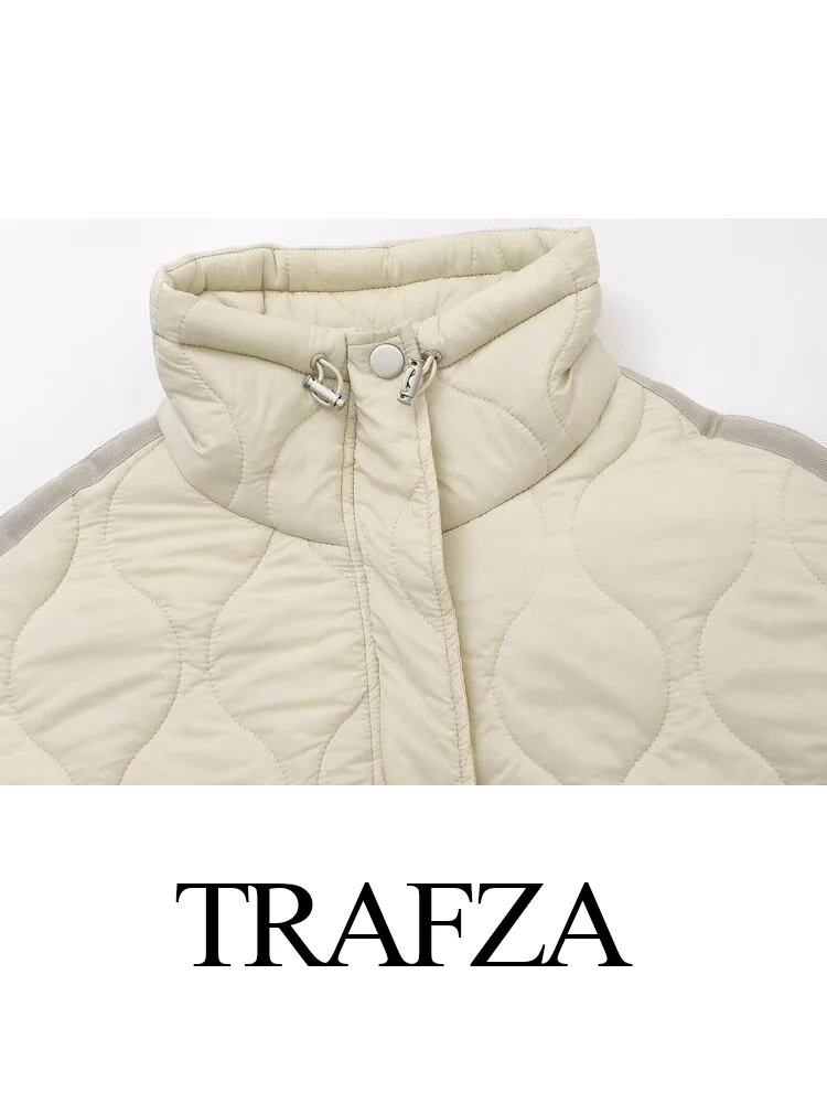 TRAFZA dames wintermode serie strik versierd katoenen jas met lange mouwen vrouwelijke elegante high street warme zakjas