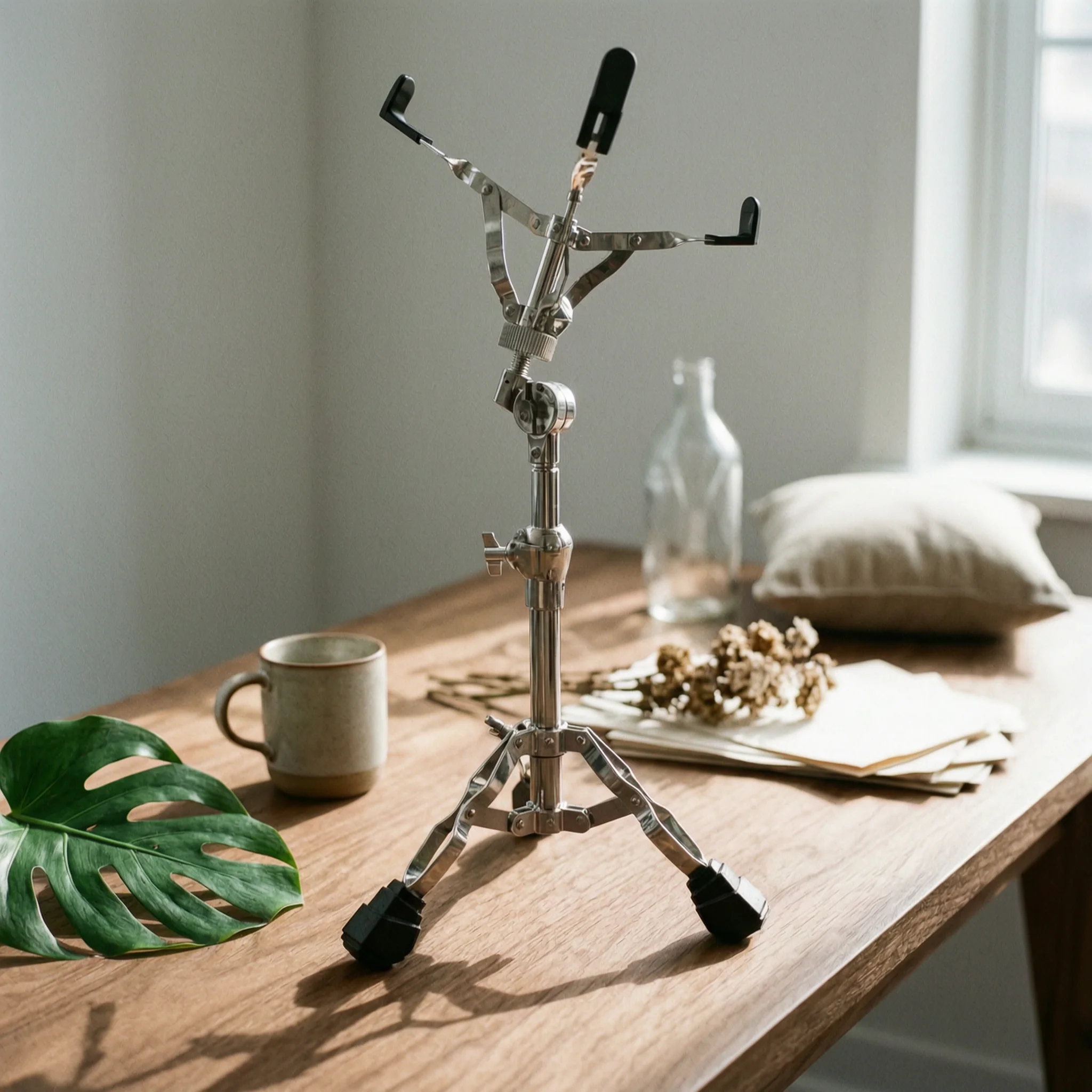 

Snare Drum Stand Secure Hold Double-Braced Snare Stand Percussion Hardware Rubber Feet Music Gear for Studio, Stage