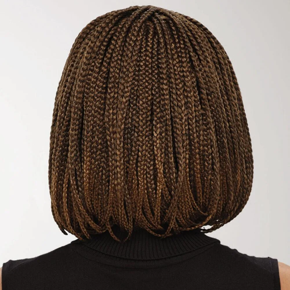 Fashion Short Bob Brown Box Braided Wigs with bangs Synthetic Hair Twist Braids