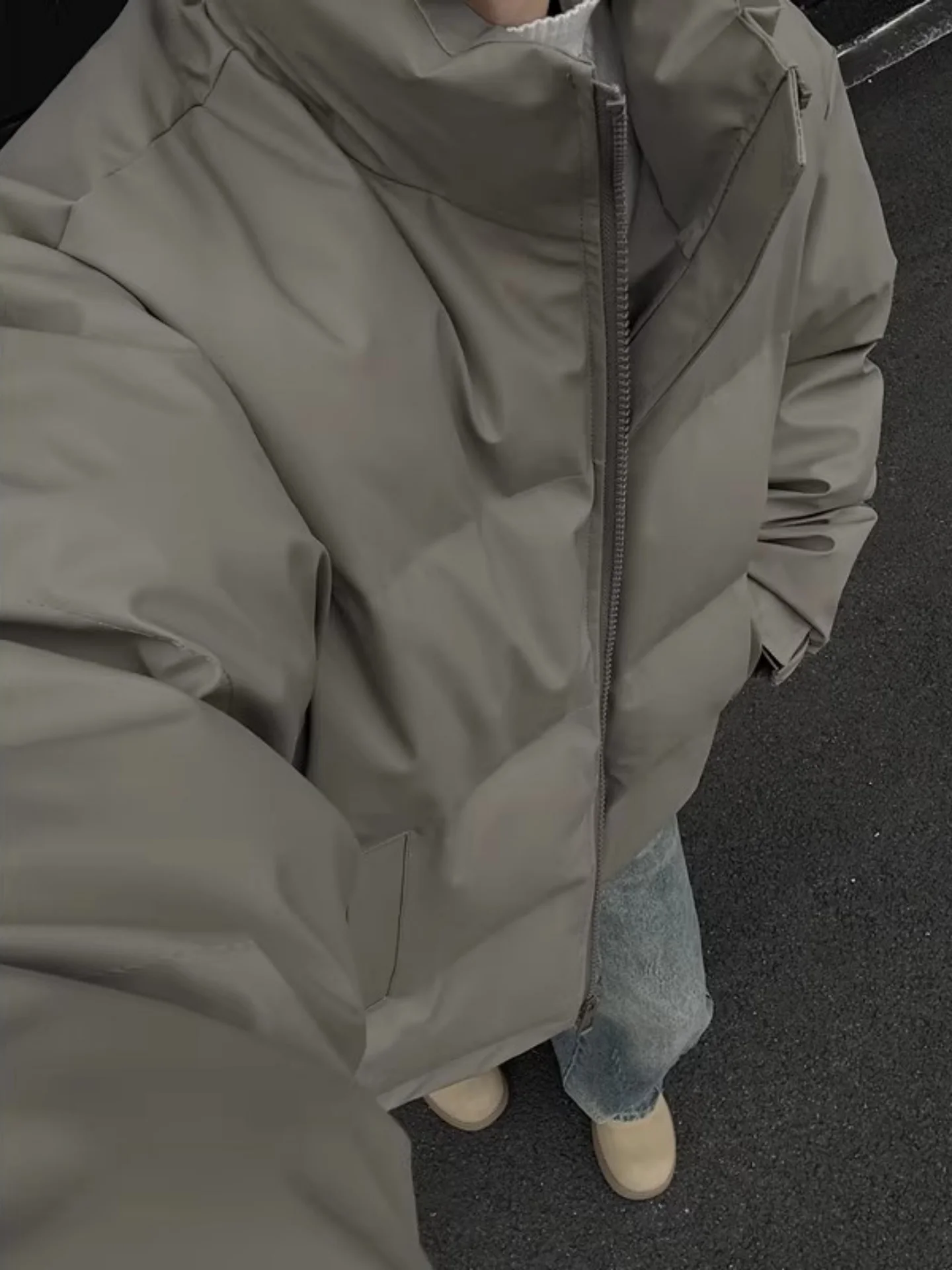 

American High Street Embroidered PU Leather Cotton Jaet Men's Thiened Warm Winter Coat Youth Faion Casual Outerwear