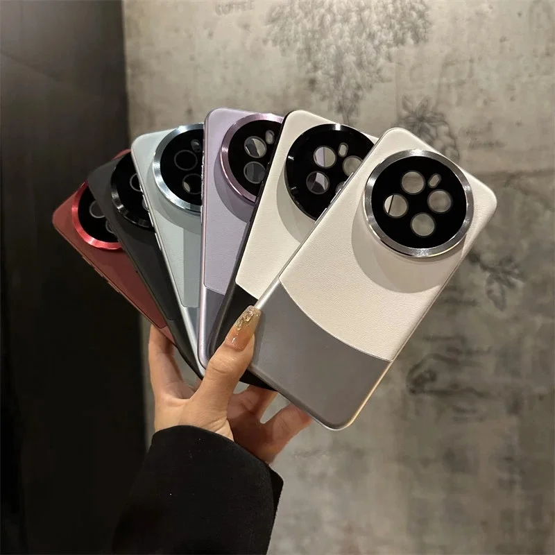 

Case For Honor Magic 7 Pro Luxury plain leather stitching contrast glass lens film back cover For Honor Magic7 Lite Funda