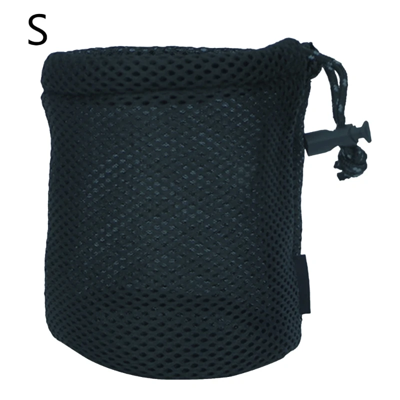 Portable Cookware Storage Bag Storage Black Nylon Mesh Bag Travel Stuff Sacks Drawstring Bag Durable