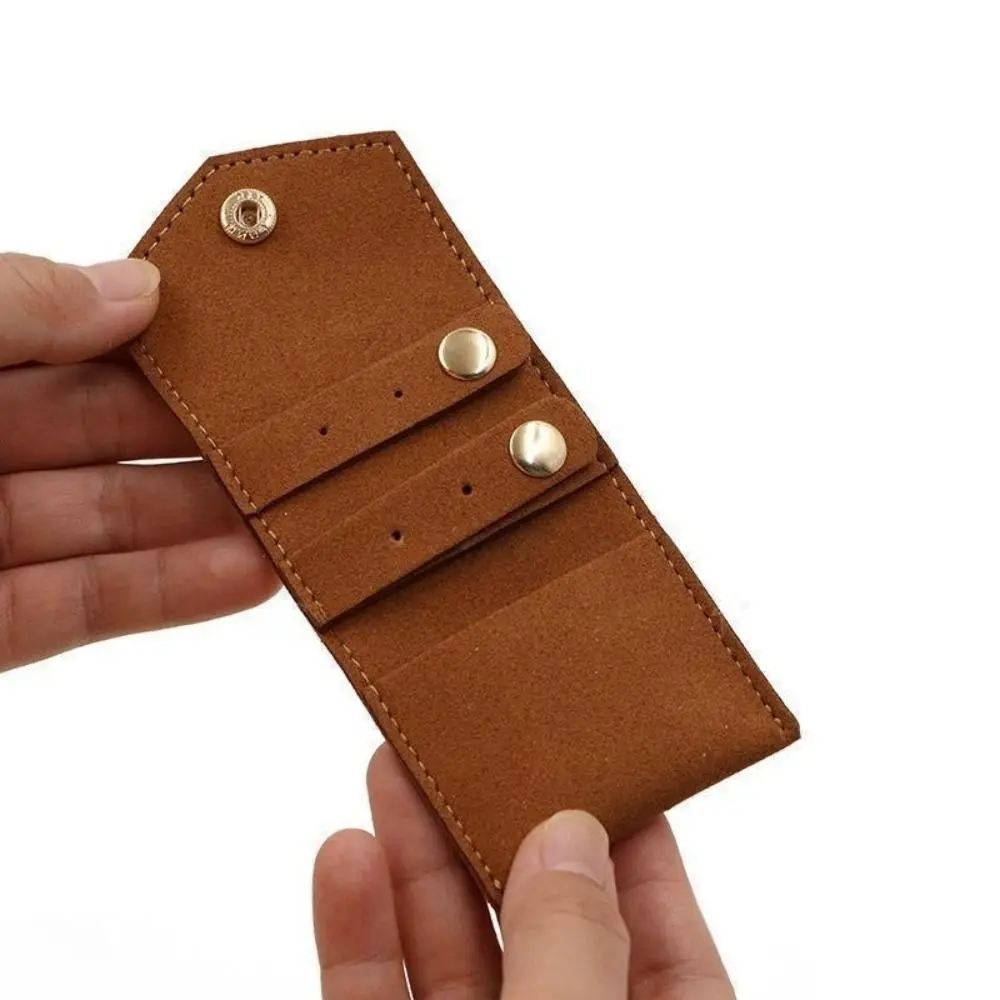 Fashion Mini Jewelry Storage Bags Microfiber Leather Snap Button Earring Ring Organizer Gifts Packaging Pouch