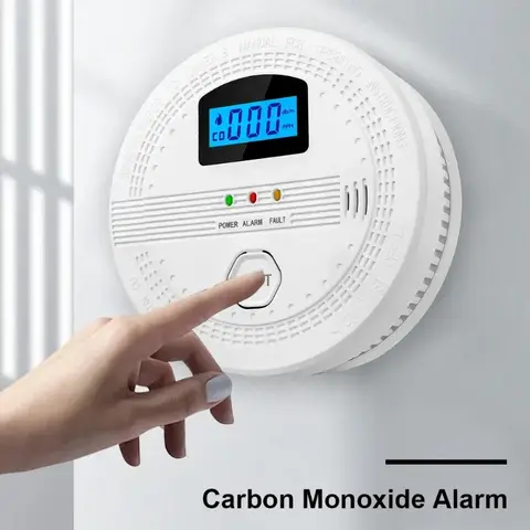 2-in-1 CO 및 연기 감지기 LCD 디지털 디스플레이 CO 가스 모니터 알람 소리 경고 및 LED 표시기 가정용 창고용 CO 센서