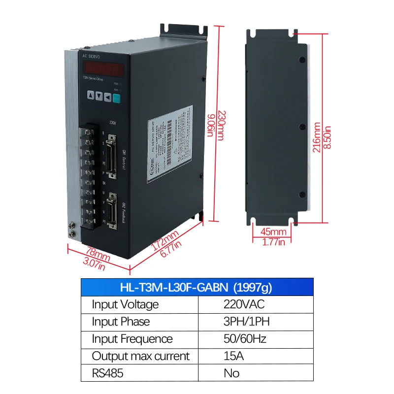 HLTNC 130ST-M10025 + T3M-L30F-GABN بدون 485 اتصال بالجملة ممتاز IE 4 10NM 2500RPM 2.6KW 240V محرك سيرفو يعمل بالتيار المتردد