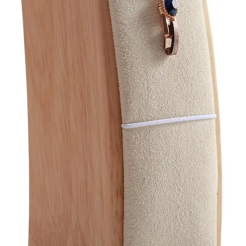 Wooden Bracelet Display Stand Holder Organizer Microfiber Jewelry Rack for Necklaces Home Shop Jewelry Storage