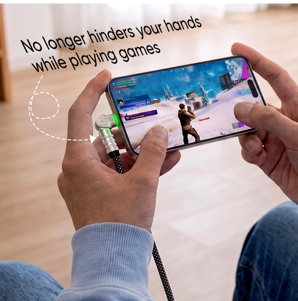 KUULAA 240W Typ-C-Kabel, Schnellladung, 180-Grad-Drehwinkelkabel für Spiele, für Xiaomi Redmi Honor Handy-Ladegerät, USB-C-Kabel – Detail 9