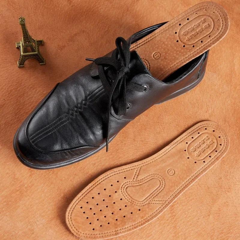 1pair Genuine Leather Insoles Soft Breathable Anti Slip Deodorant Shoe Inserts For Men Casual Shoes Flats Boots Foot Care Pads