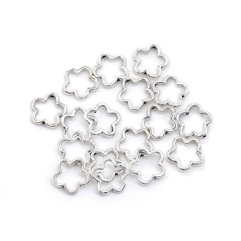 50Pcs 15x15mm Flower Bead Frames Spacer BeadsFor DIY Earrings Necklaces Bracelets Jewelry Making Handmade Findings Accessories