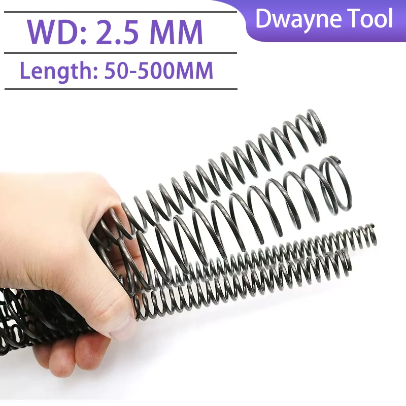 2.5mm Wire diameter 12-30mmOD 65MN Spring Steel Compression Springs 50-500mm Length for Industrial Machinery & Automotive Repair