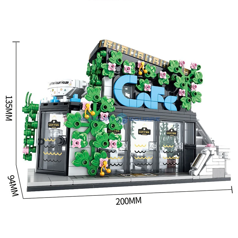 Blocos de construção de casa de café moc t2070 modelo tijolos cidade vista rua loja ideias arquitetura brinquedo kit presente crianças meninas meninos