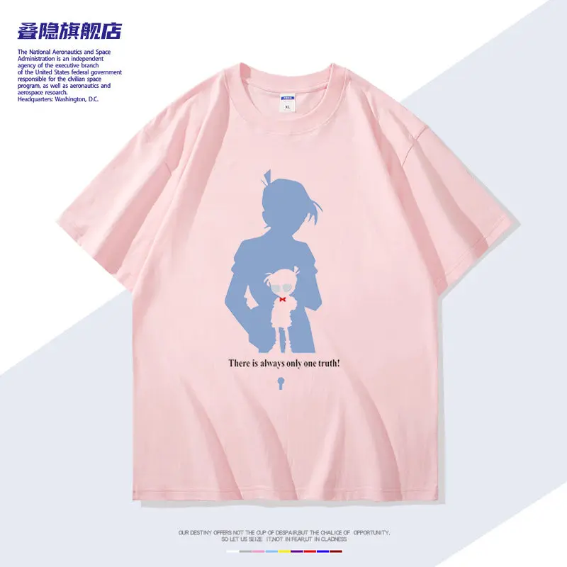 Camiseta de Moda con Estampado de Anime del Detective Conan, Cuello Redondo y Manga Corta, Casual para Hombre y Mujer