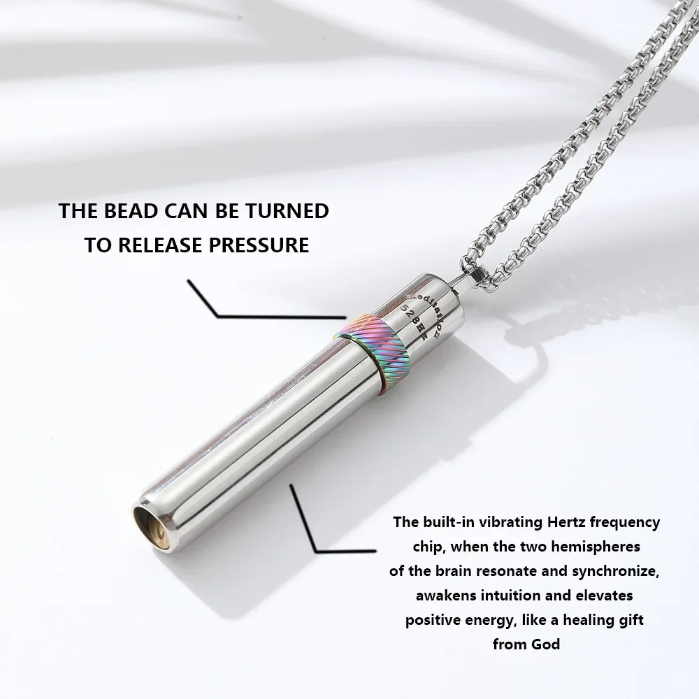 528Hz Frequency Whistle Love Frequency Pendants Rotation Stress Relief Meditation Breathing Anxiety Stainless Steel Necklace