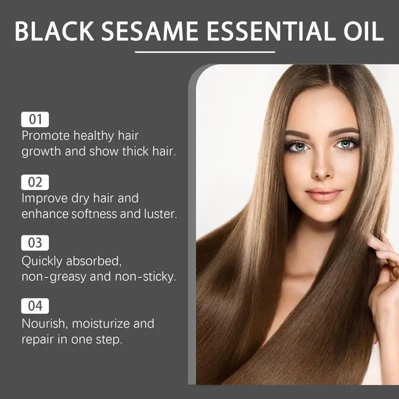 Hoegoa Black Sesame  Serum Black Sesame Essential Oil Hydrate Oil Control Nourish Dry Hair Smooth Shiny Serum