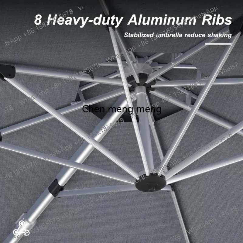 Double Top Cantilever Aluminum Patio Umbrella Windproof 360 Rotation Offset Umbrella for Garden Deck Pool