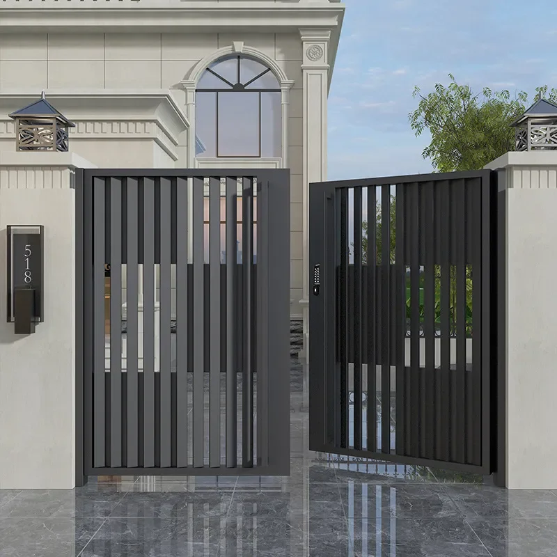 for Wrought Iron Courtyard Door Modern Villa Single Double Stainless Steel Garden Entrance High Quality Anti Theft