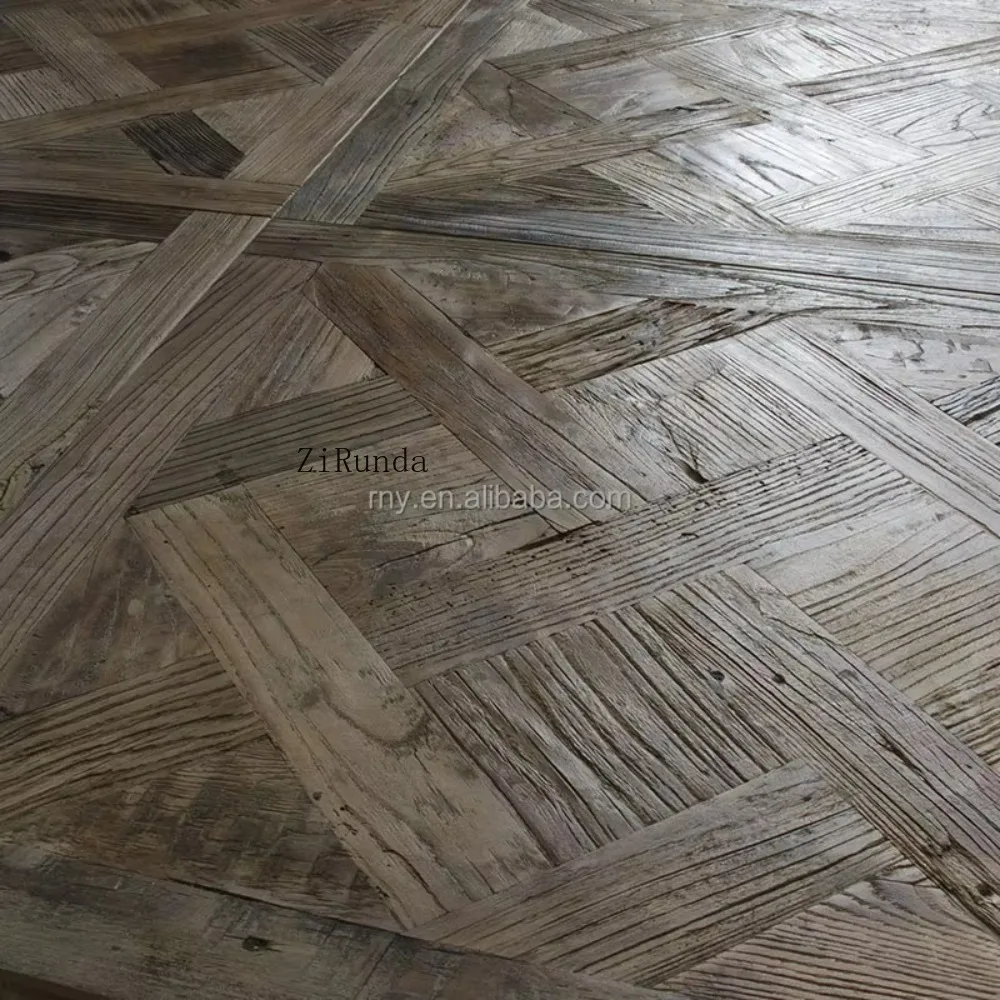 نسخة مخصصة من الباركيه مع مسامير خشبية 4 مم من قشرة البلوط العلوية ألواح هندسية للفيلات