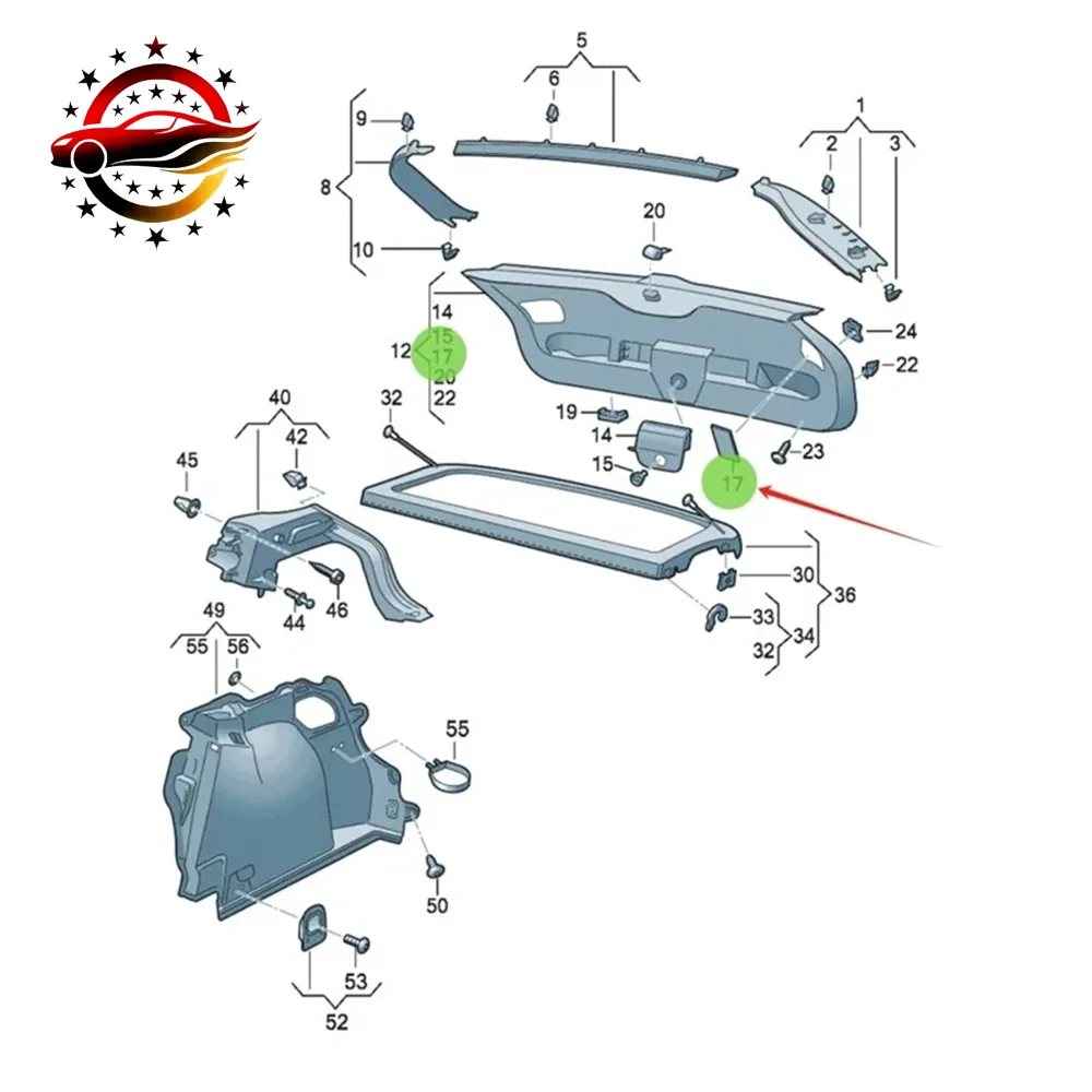 OEM Trunk Tail Light Maintenance Plate Cover Blanking Cap for VW T-ROC TROC 2GA 867 657 658