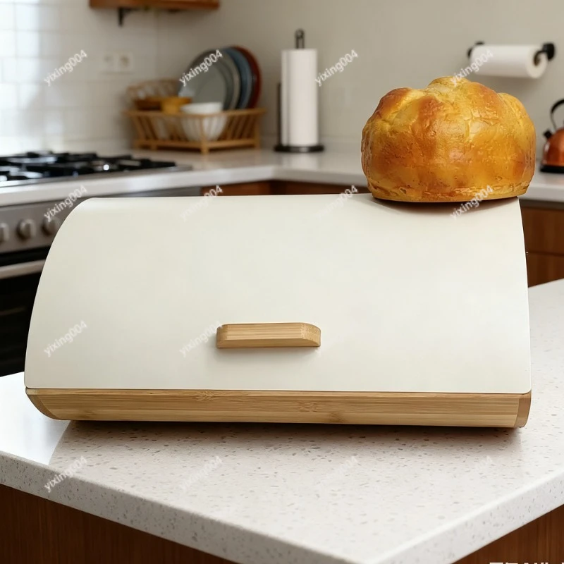 Bamboo Lid Metal Sealed Box, Multifunctional Kitchen Food Storage & Bread Container