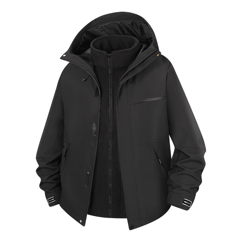 

Autumn Winter Outdoor Fleece Warm Graphene Jackets Three in One Detachable Two-piece Set Men Waterproof Cycling Travel Jacket