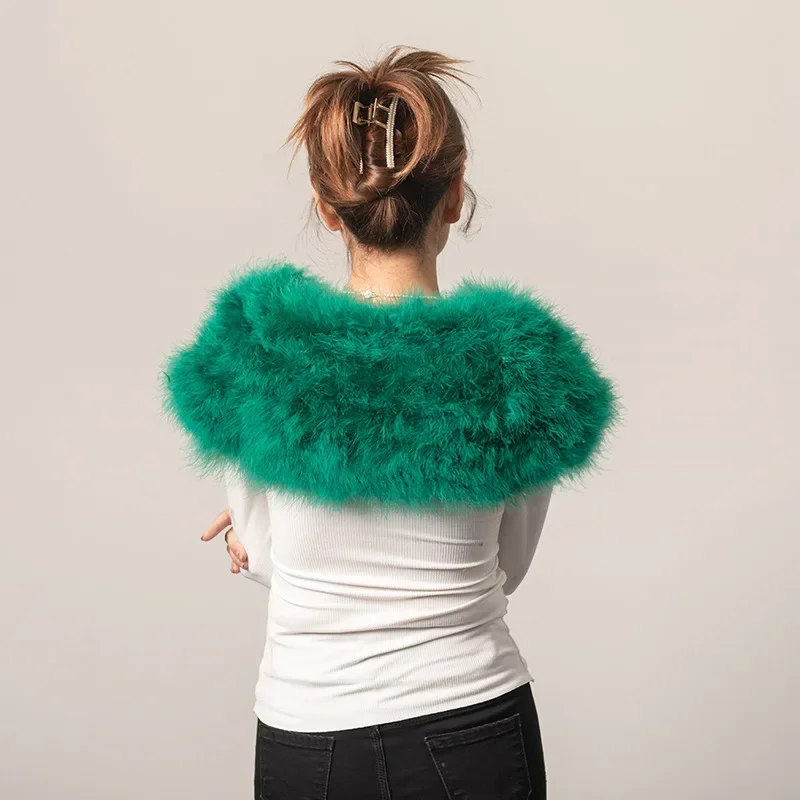 

Women Winter Fur Wrap Cape Scarf Fluffy Feather Bridal Shrug Party Bride Cape Cloak