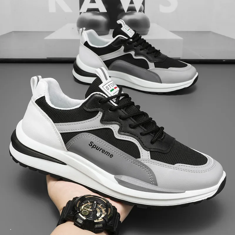 

Breathable Mesh Sneakers 2025 Summer Lightweight Running Shoes Men Students White Dad ShoesHeightIncreasingCasualSports Footwear