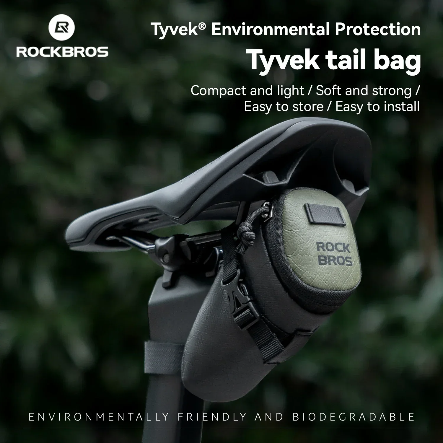 ROCKBROS Bike Bags Tyvek Eco Friendly Lightweight Water Repellent Portable Folding 0.2L MTB Road Bicycle Rear Tail Bags