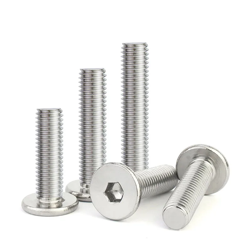 304 Baja Tahan Karat M6 M8 M10 M12 CM Soket Segi Enam Hex Ultra Tipis Super Rendah Kepala Wafer Datar Tutup Allen Panjang Sekrup 6 ~ 120Mm