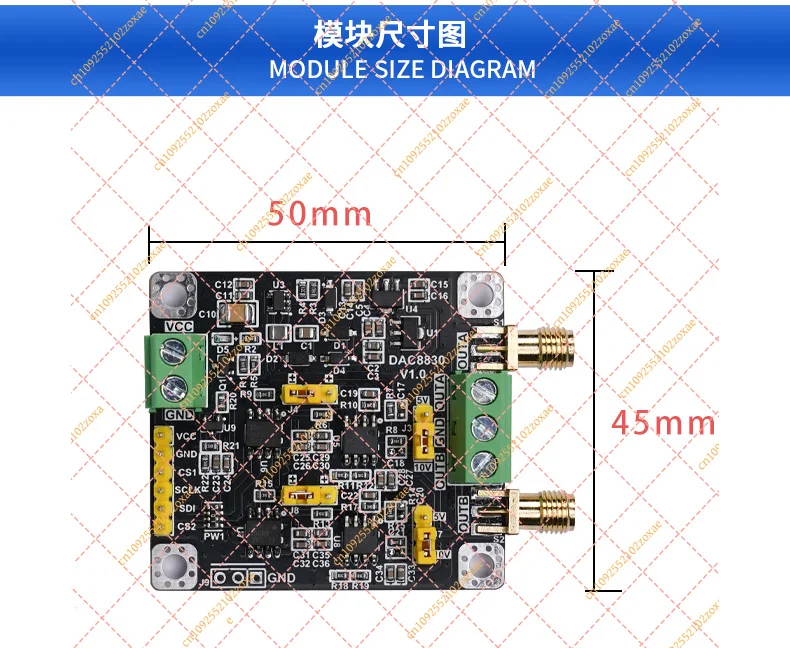 DAC8830 Dual Channel DAC Module, 16 Bit Digital to Analog Converter, 0-5V 0-10V ±10V Output