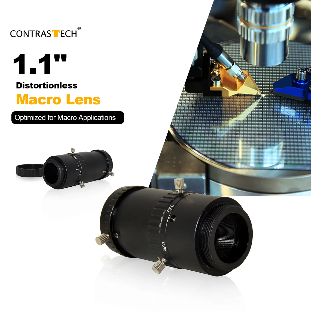 عدسة ماكرو دقيقة 1.1 بوصة 12 ميجابكسل F2.8 16 مم 25 مم Moritex Optics C-mount FA للفحص الآلي Contrastech