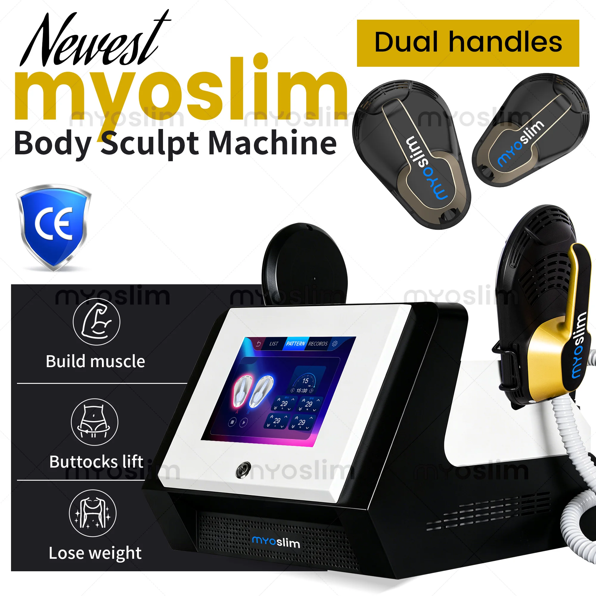 

New Myoslim Sculpt Machine 15Tesla 6500W EMS RF Body Sculpting Fat Burning Muscle Stimulation Slimming Machine