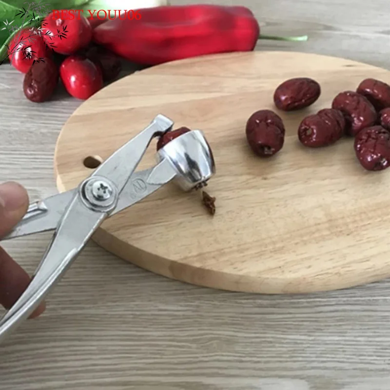 (YOUU06) Descorazonador de cerezas de 18 cm, herramienta para quitar huesos de aceitunas, herramienta para quitar semillas, utensilio de cocina para frutas y verduras, cascanueces