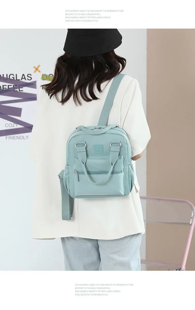 New Summer Lightweight Women's Backpack  Multi-layer Fashion Casual Small Backpack Solid Color Sports Travel Bag