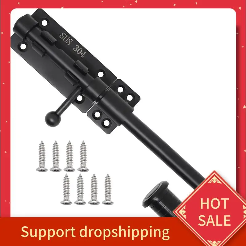

B44C Heavy Duty Slide Bolt Gate Latch With A Padlock, Horizontal Bolt Latch Floor Latch Hardware And Lockable Black
