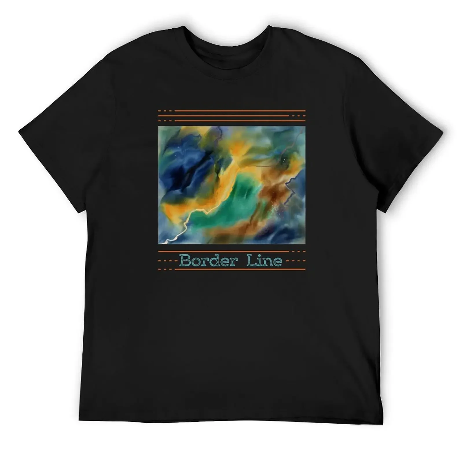

Border Line Watercolor Abstract T-Shirt oversized sublime graphic t shirts animal prinfor boys t shirts for men