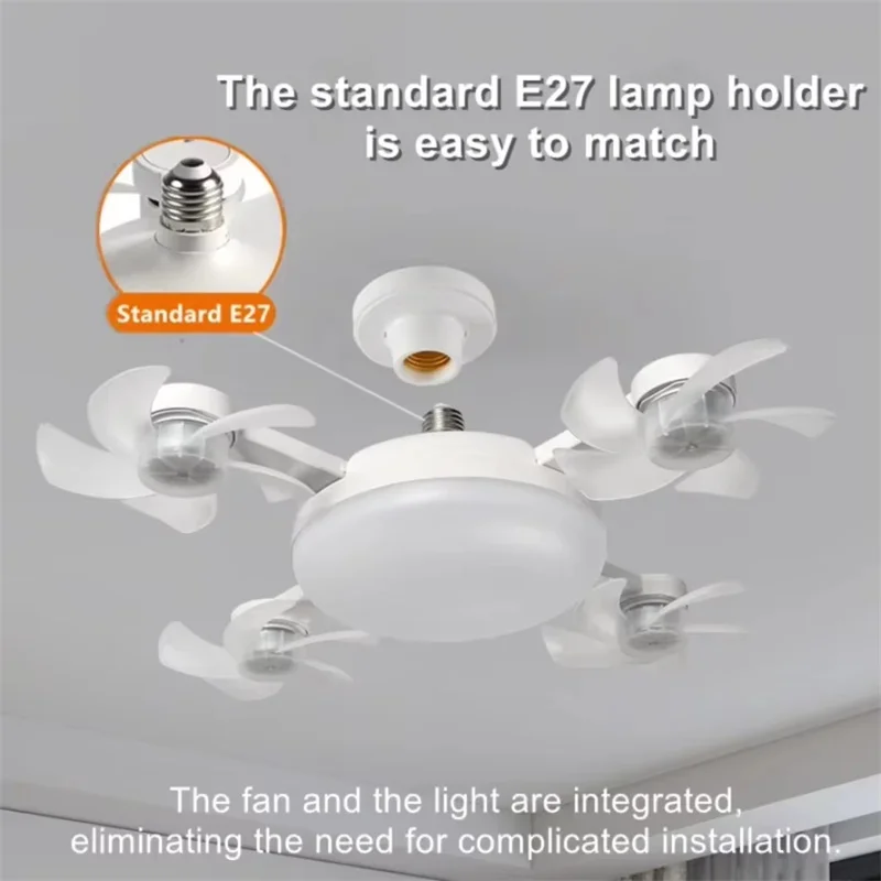 Nordic E27 Ceiling Fan Light Modern High Wind Power Household Cooling Fan Lamp for Dining Room LivingRoom