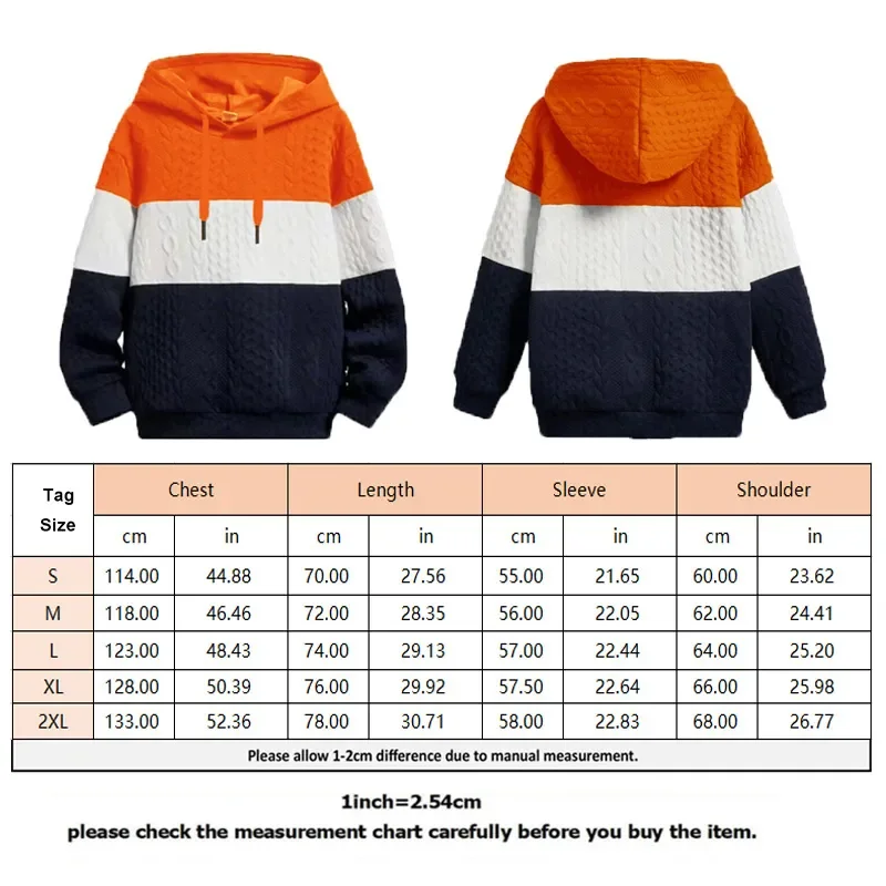 Street Wear Men's Color Matching Pullover Jacquard Casual Loose Long-sleeved Hooded Sweater Outdoor Sports Coat Commuter